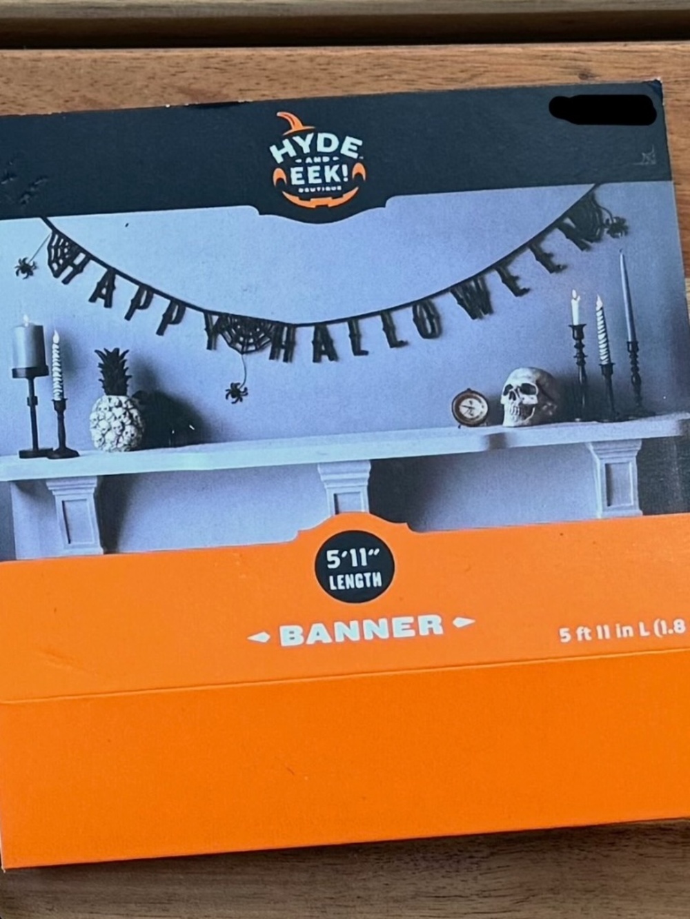 Hyde and Eek! Happy Halloween black fabric banner 5ft. 11in. NWOT